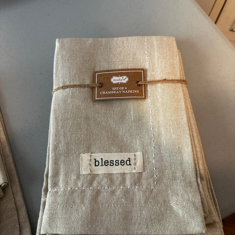 Beige Chambray Napkins - Neutral Beige Set of 4